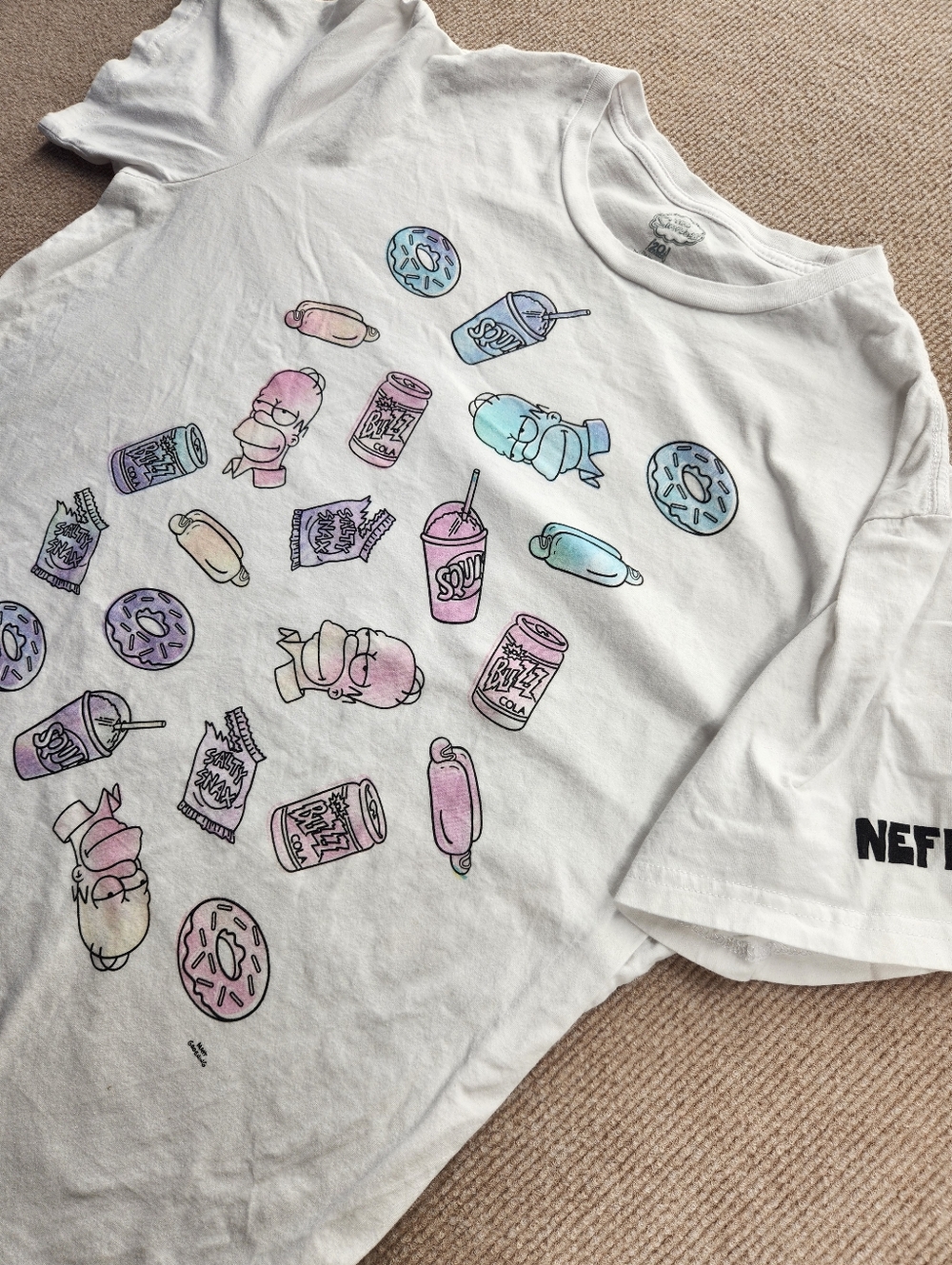NEFF The Simpsons White Graphic T-Shirt Size L - Original Television Collectible